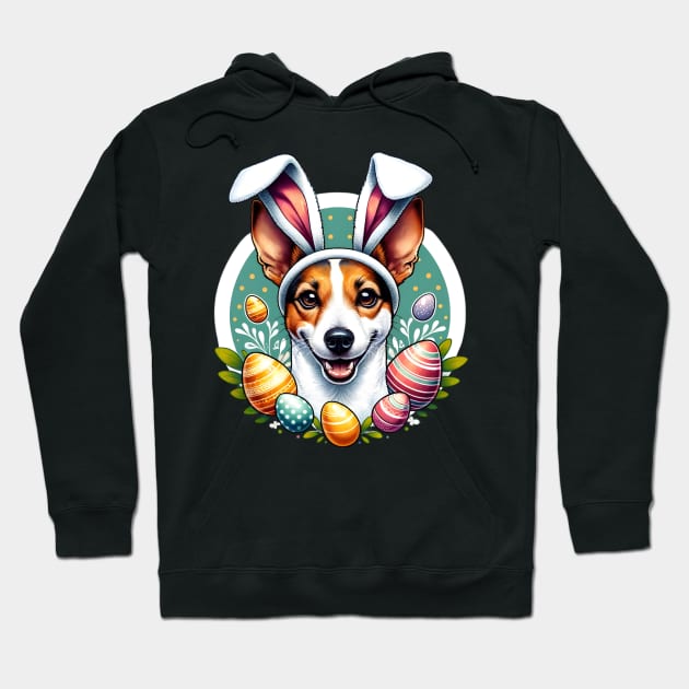 Toy Fox Terrier Enjoys Easter Egg Hunt Adventure Hoodie by ArtRUs